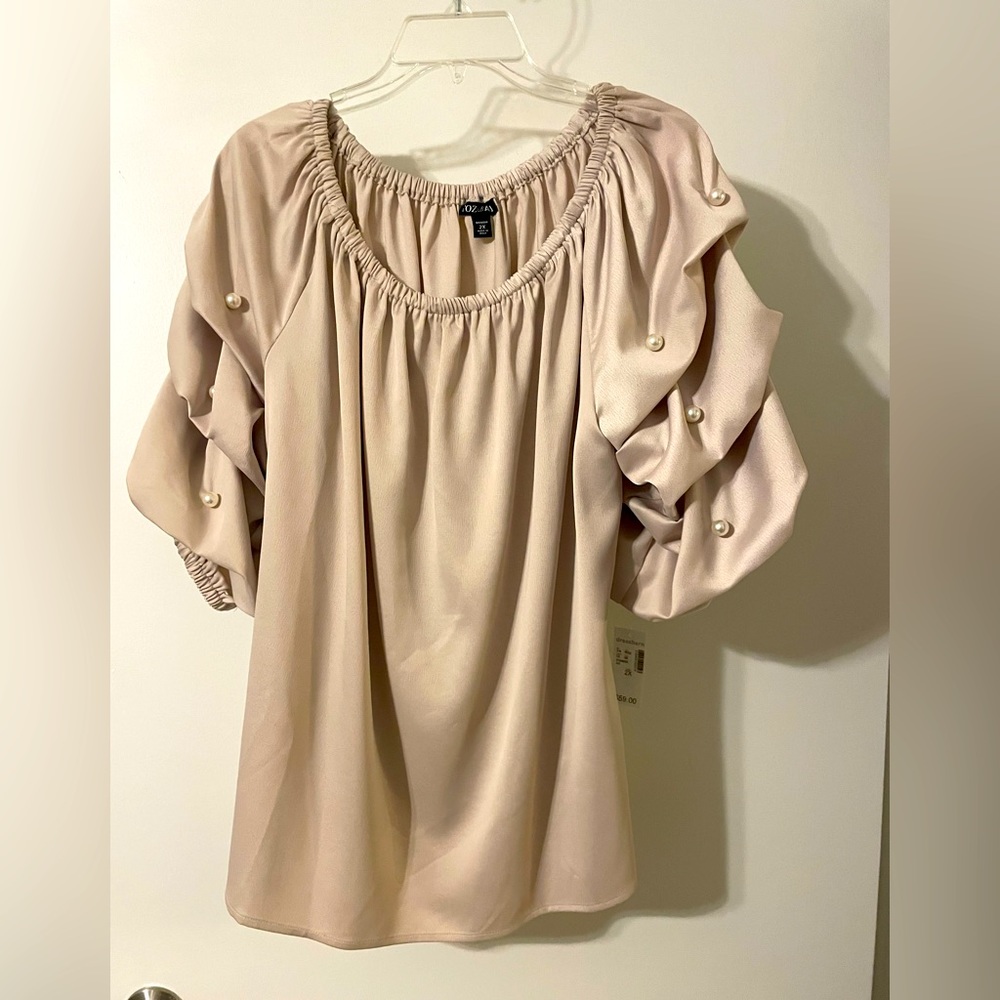 DressBarn Rozali Pearl Embellished sleeves Blouse